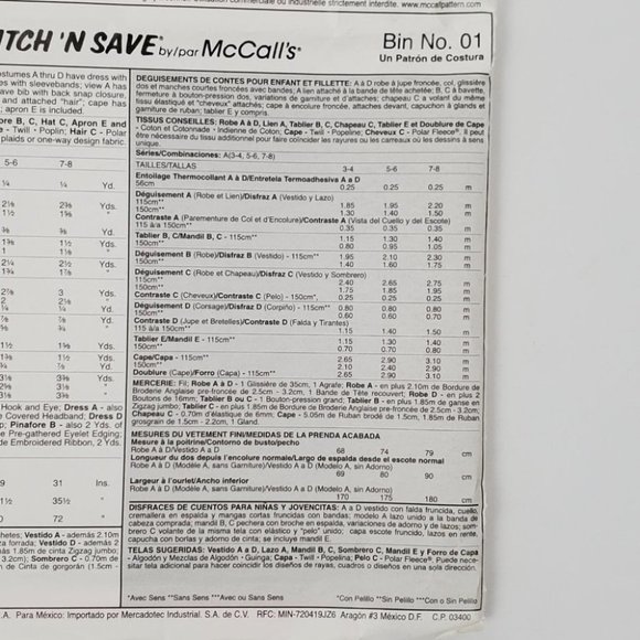 Easy Stitch'n Save Girl's Storybook Costumes Sewing Pattern Size 3-4, 5-6, 7-8 - Picture 5 of 13